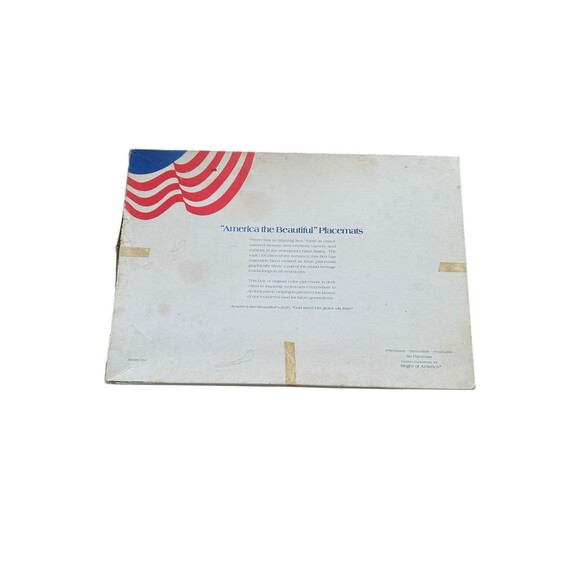 Vintage "America The Beautiful” Double Sided Laminated 5 Placemats with Box - Picture 8 of 9